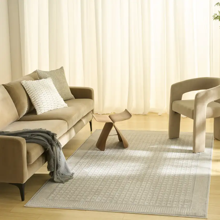 Beige Geometric Area Rug Photo 7