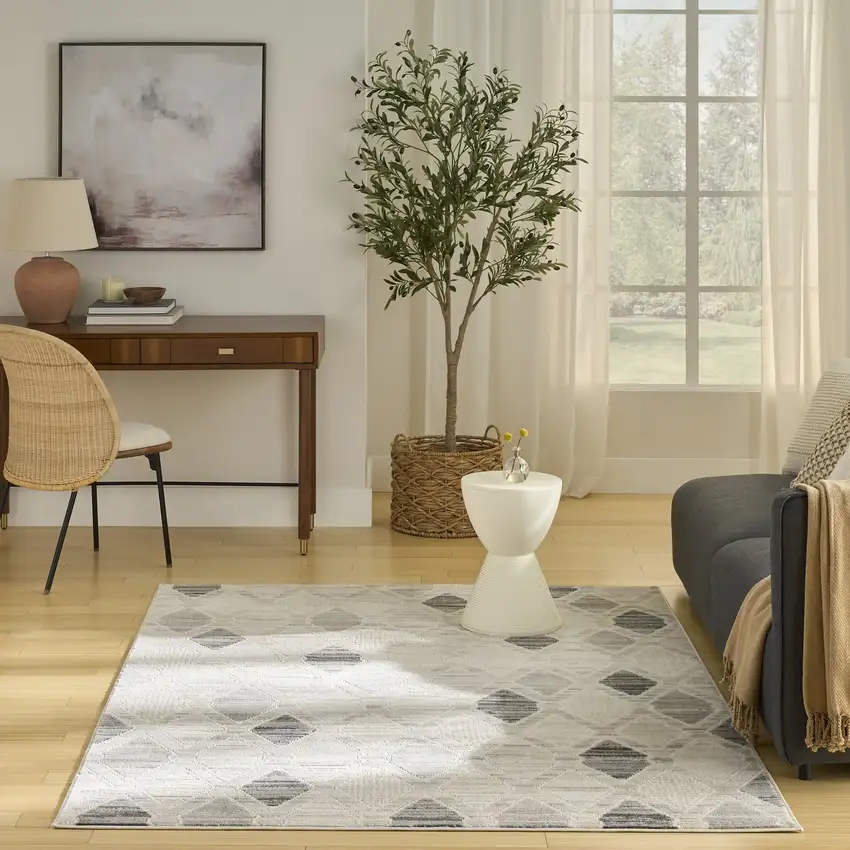 Beige Geometric Area Rug Photo 6
