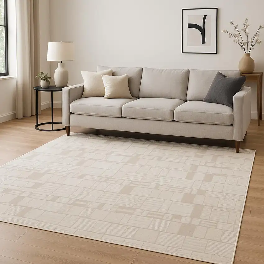 Beige Geometric Area Rug Photo 1