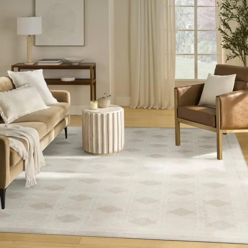 Beige Geometric Area Rug Photo 7