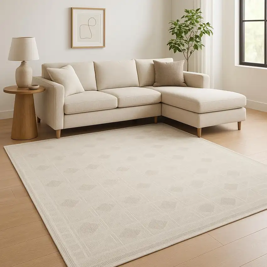 Beige Geometric Area Rug Photo 1