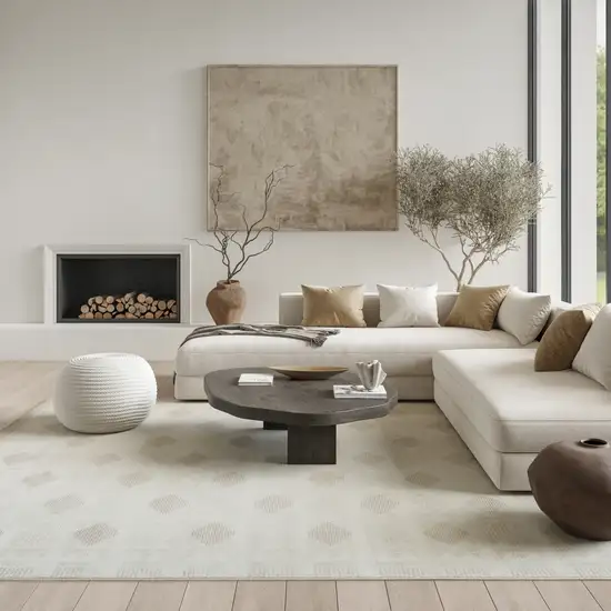 Beige Geometric Area Rug Photo 5