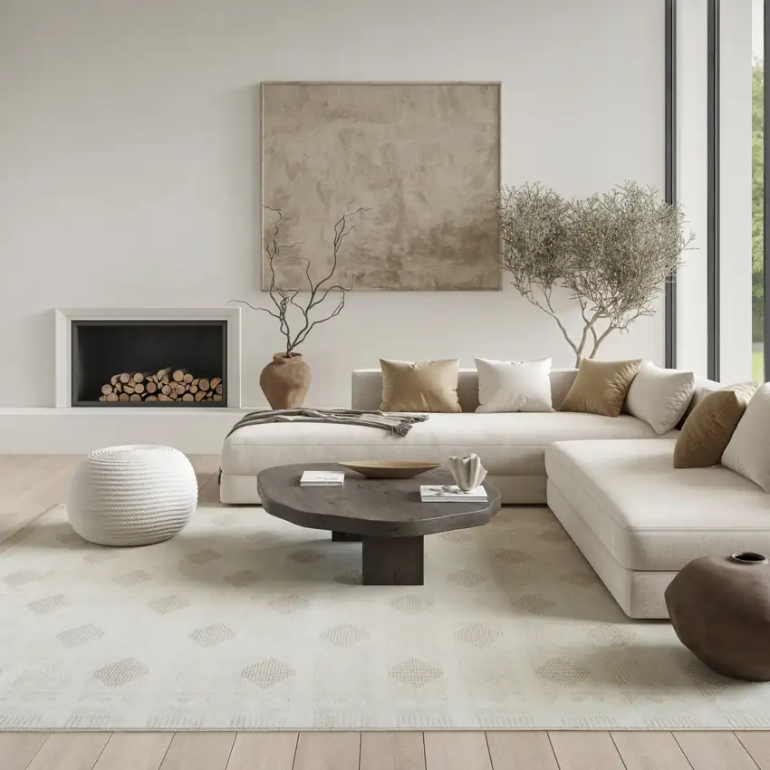 Beige Geometric Area Rug Photo 5