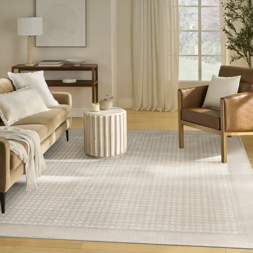 Beige Geometric Area Rug Photo 6