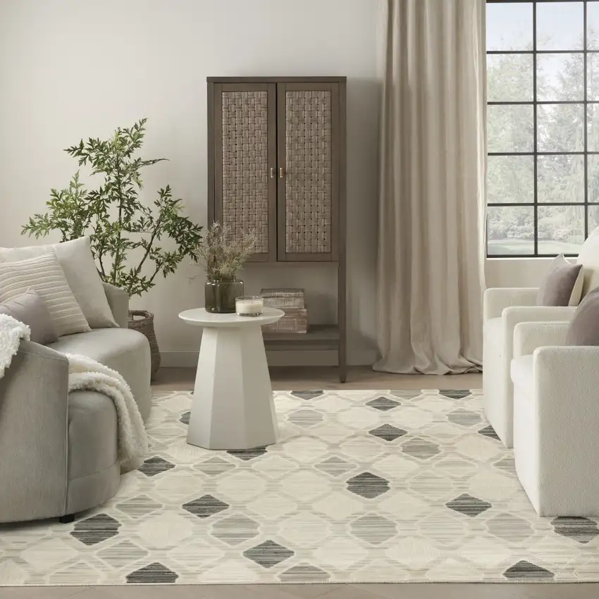 Beige Geometric Area Rug Photo 6