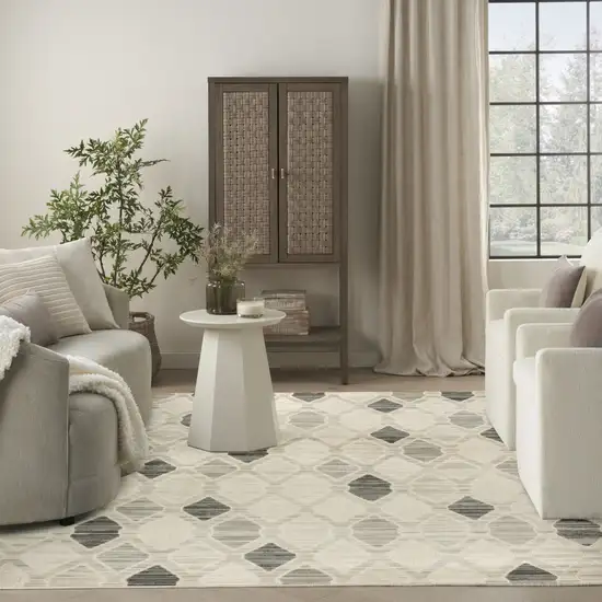 Beige Geometric Area Rug Photo 6