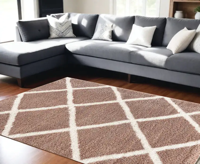 Beige Geometric Area Rug Photo 1
