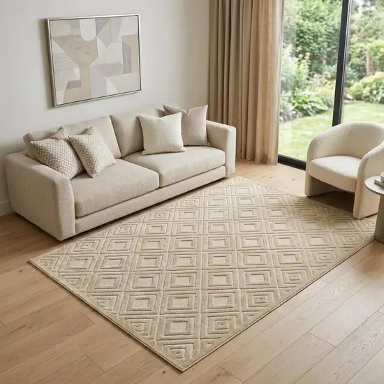 5' X 7' Beige Geometric Area Rug Photo 1