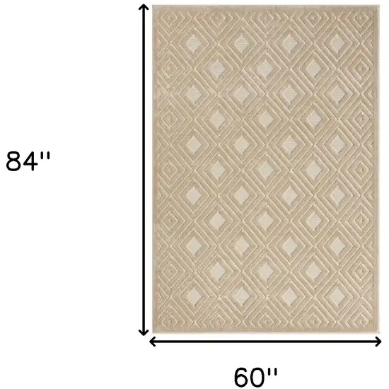 5' X 7' Beige Geometric Area Rug Photo 6