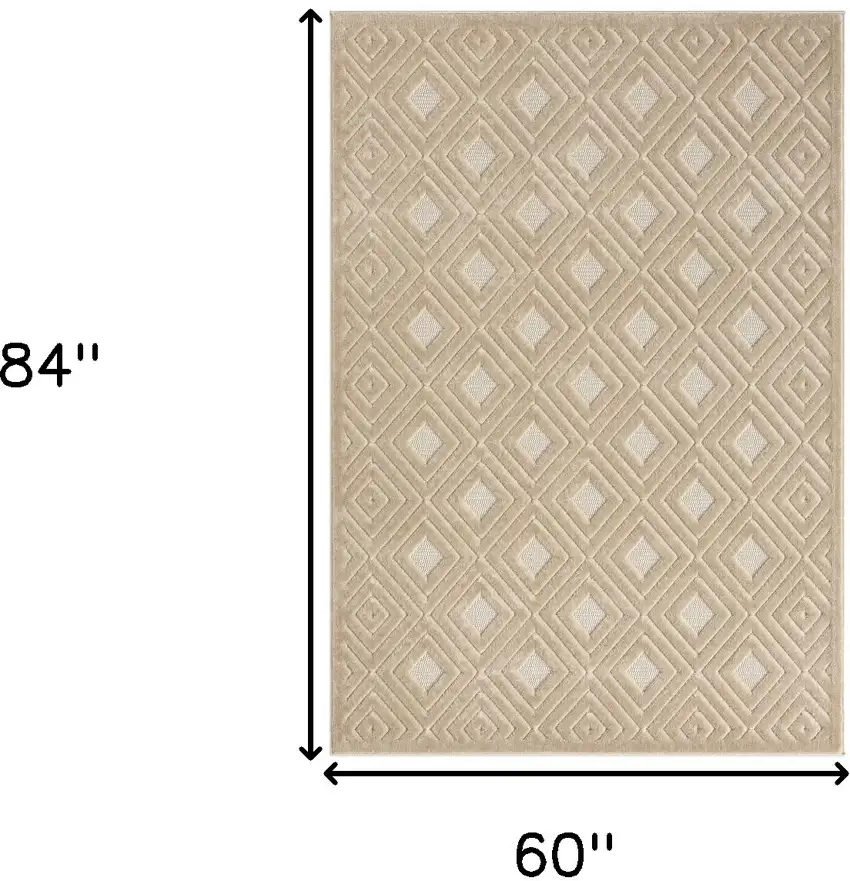 5' X 7' Beige Geometric Area Rug Photo 6