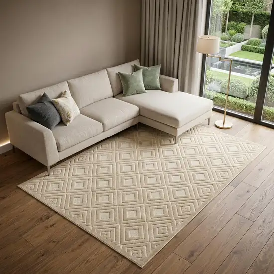 Beige Geometric Area Rug Photo 1