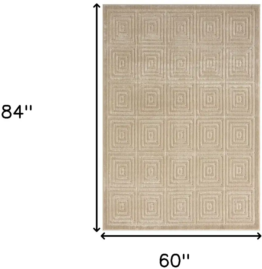 Beige Geometric Area Rug Photo 9