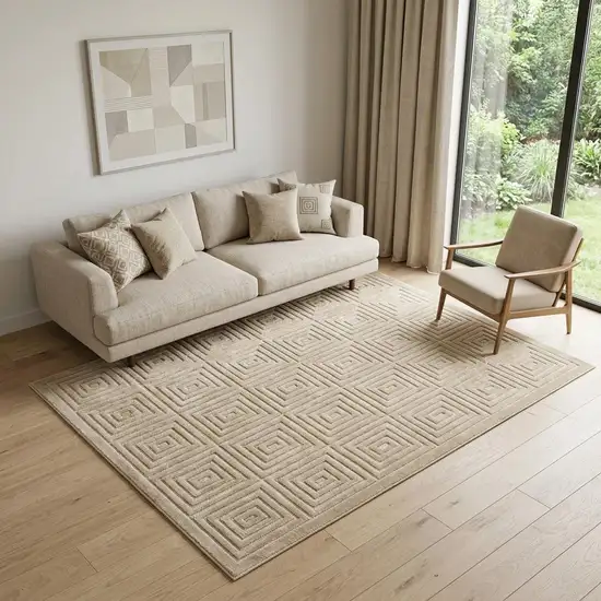 5' X 7' Beige Geometric Area Rug Photo 1