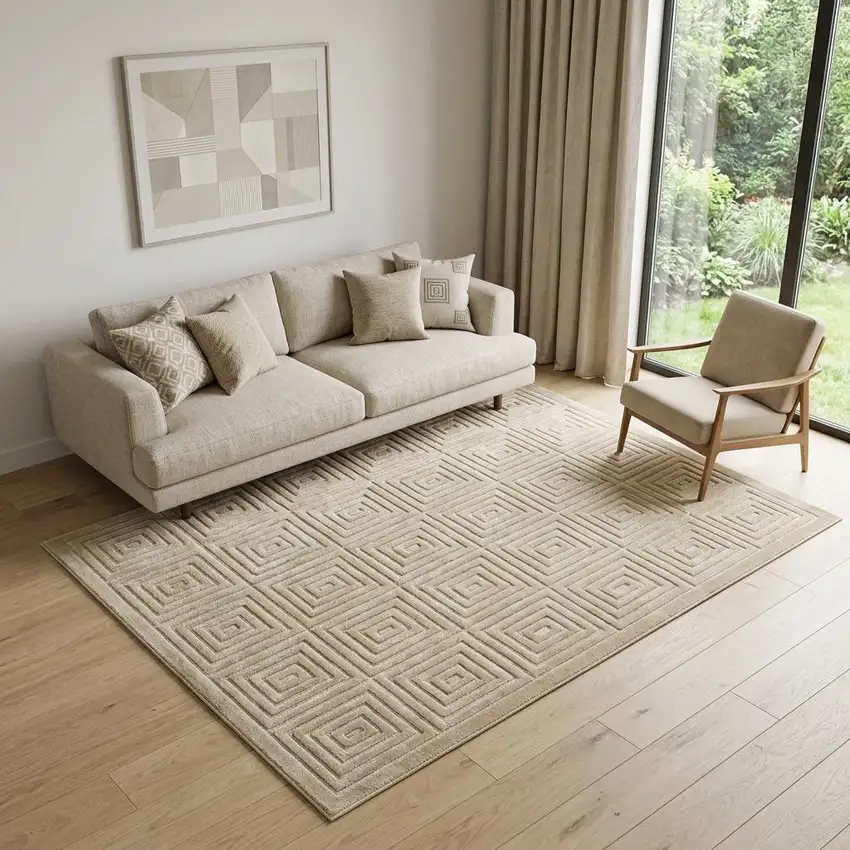 5' X 7' Beige Geometric Area Rug Photo 1
