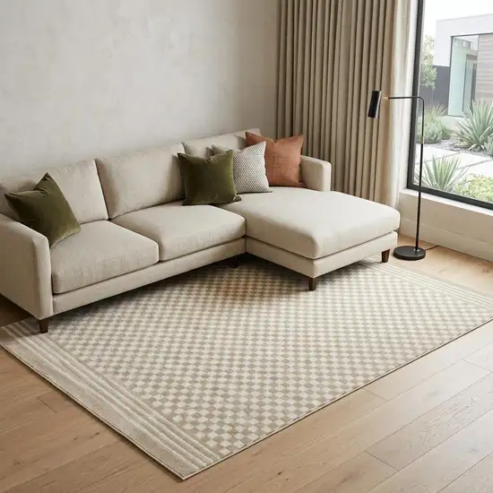 Beige Geometric Area Rug Photo 1