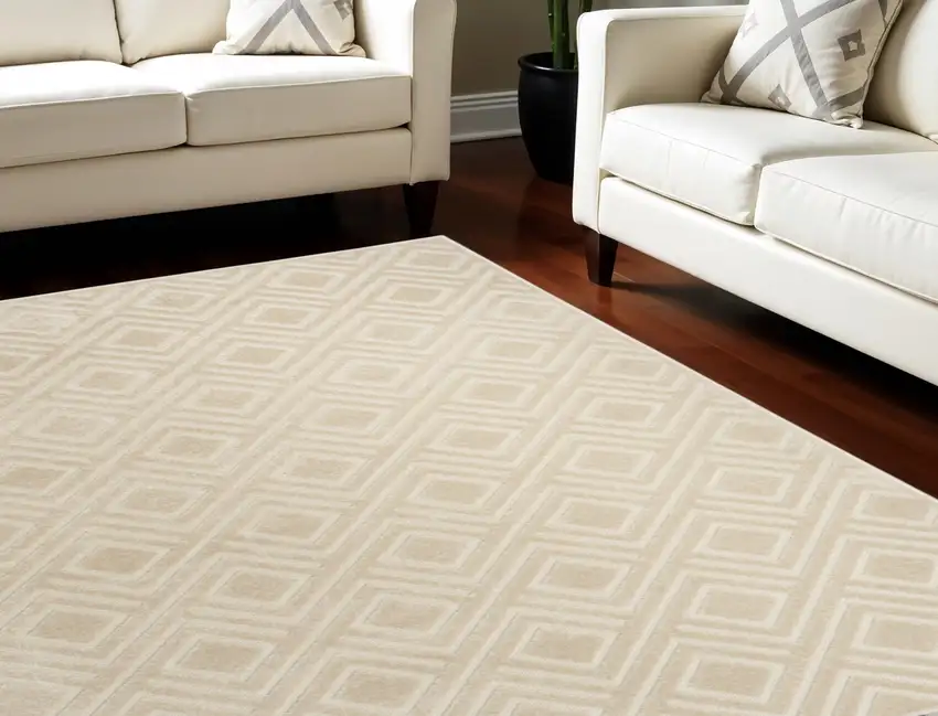 Beige Geometric Area Rug Photo 1