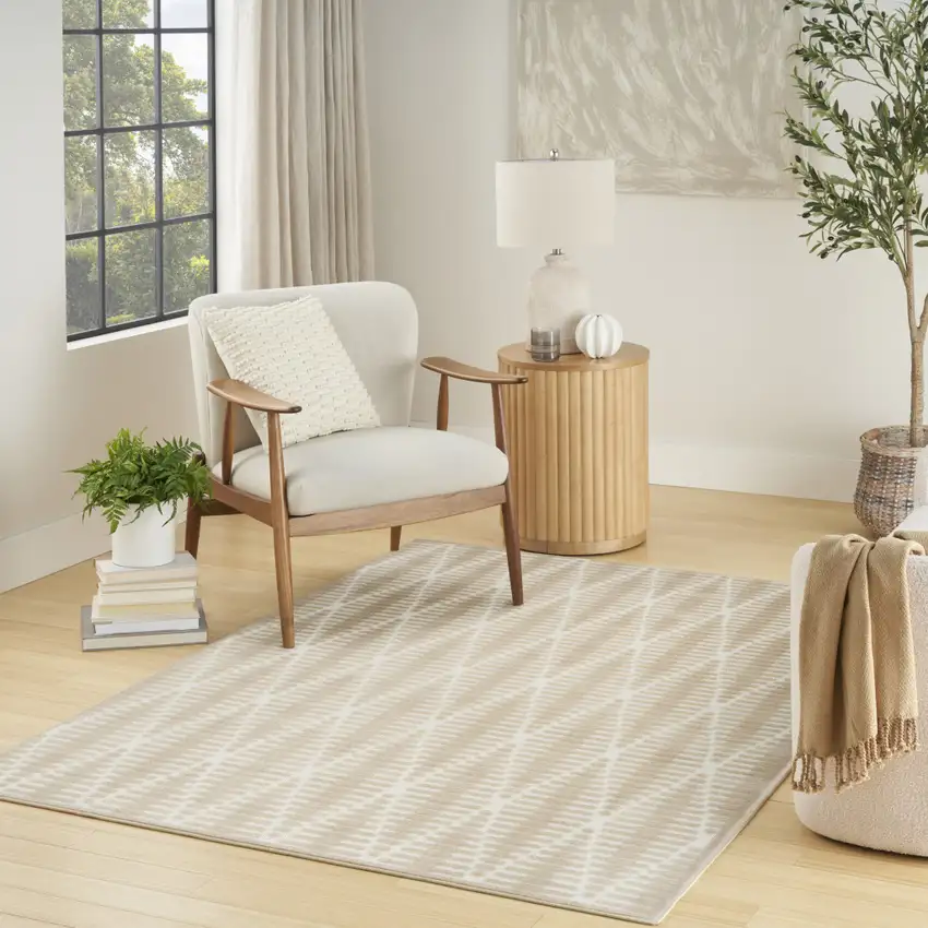 Beige Geometric Area Rug Photo 3