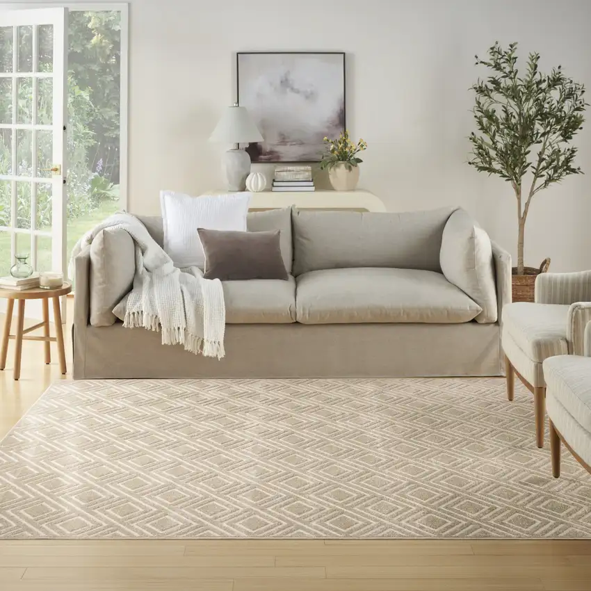 Beige Geometric Area Rug Photo 3