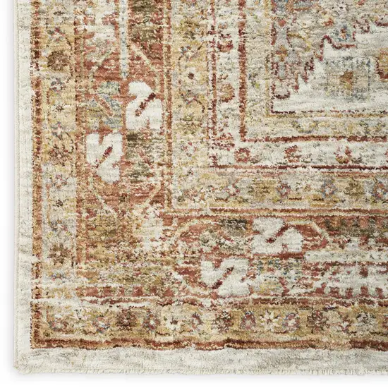 Beige Geometric Distressed Area Rug Photo 9