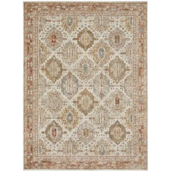 Beige Geometric Distressed Area Rug Photo 2