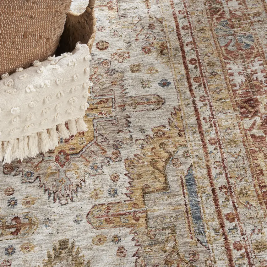 Beige Geometric Distressed Area Rug Photo 9