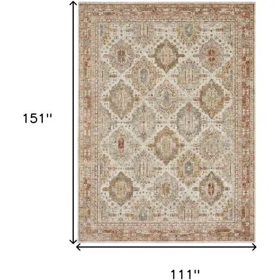 Beige Geometric Distressed Area Rug Photo 3