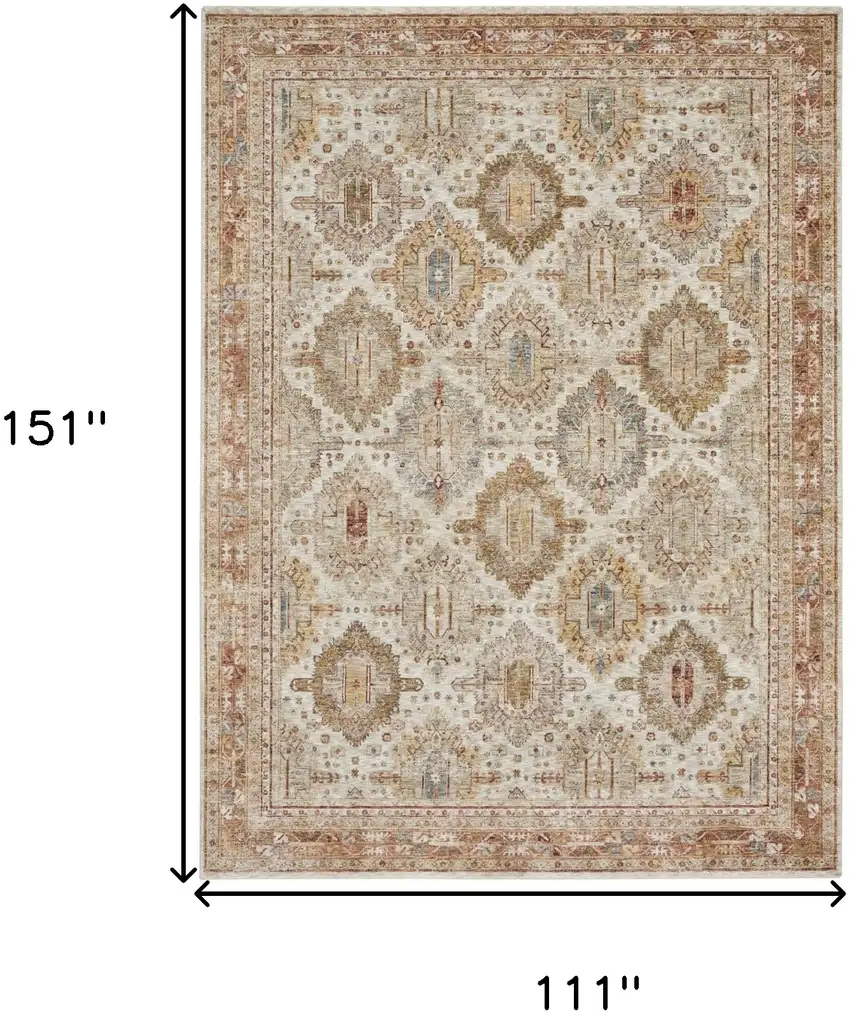 Beige Geometric Distressed Area Rug Photo 3