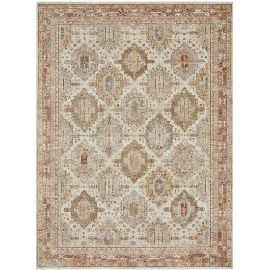 Beige Geometric Distressed Area Rug Photo 6