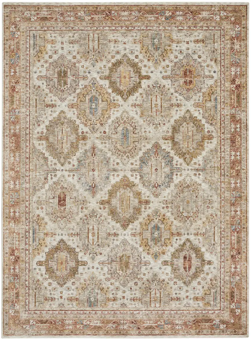 Beige Geometric Distressed Area Rug Photo 6
