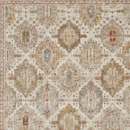 Beige Geometric Distressed Area Rug Photo 7
