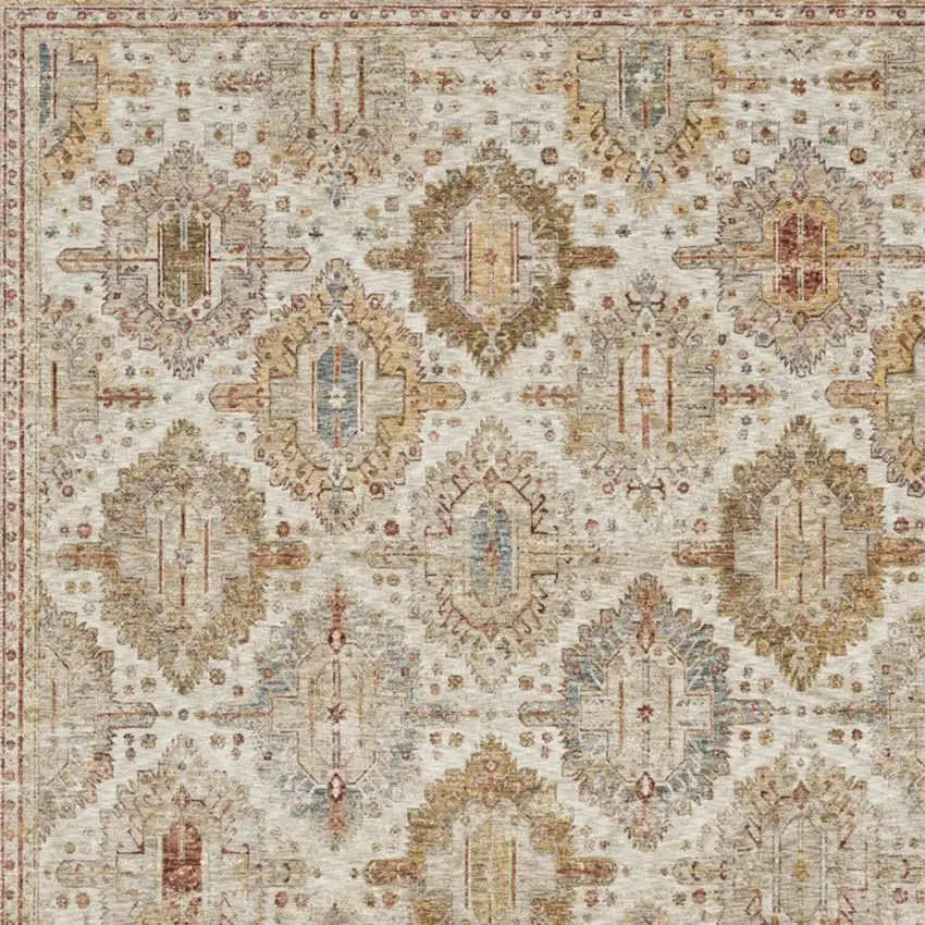 Beige Geometric Distressed Area Rug Photo 7