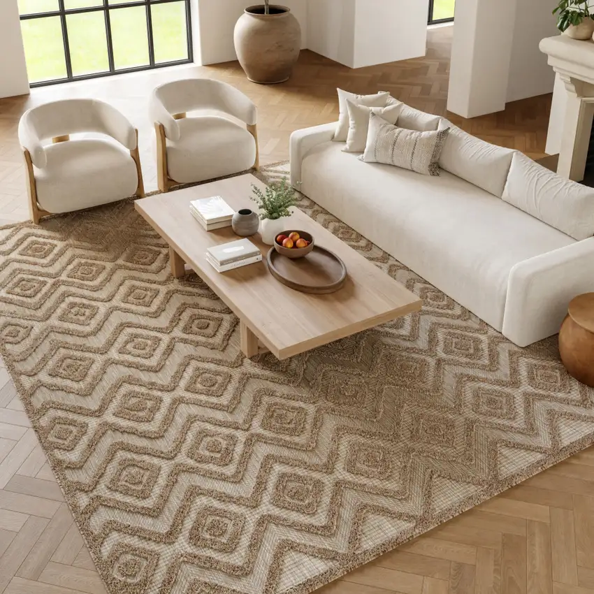 Beige Indoor Outdoor Area Rug Photo 7