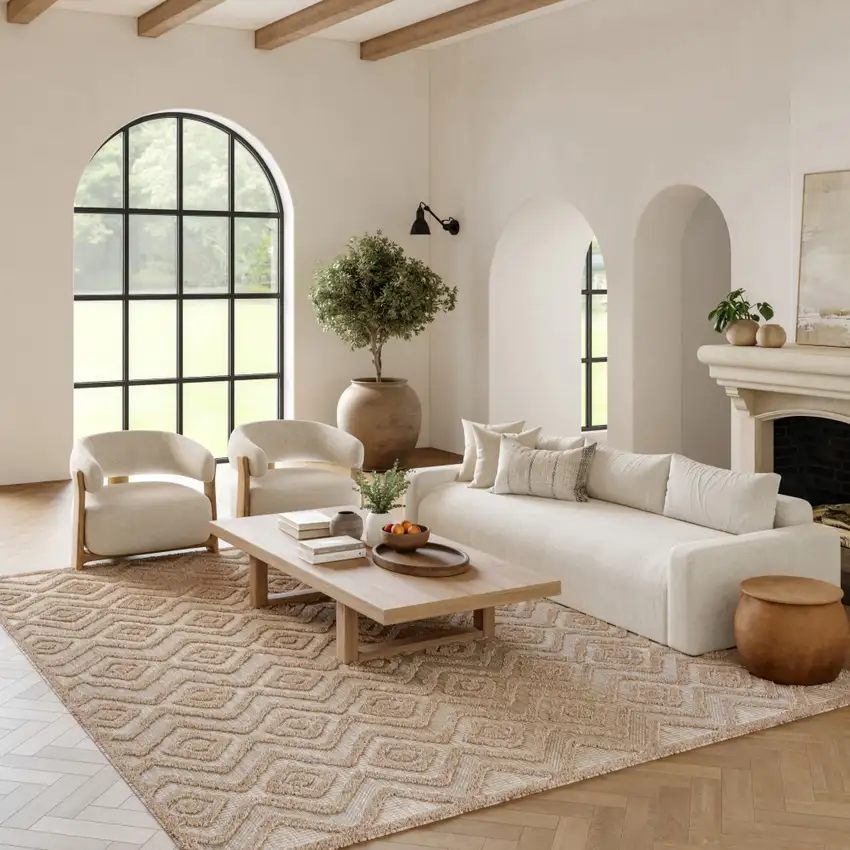 Beige Indoor Outdoor Area Rug Photo 6