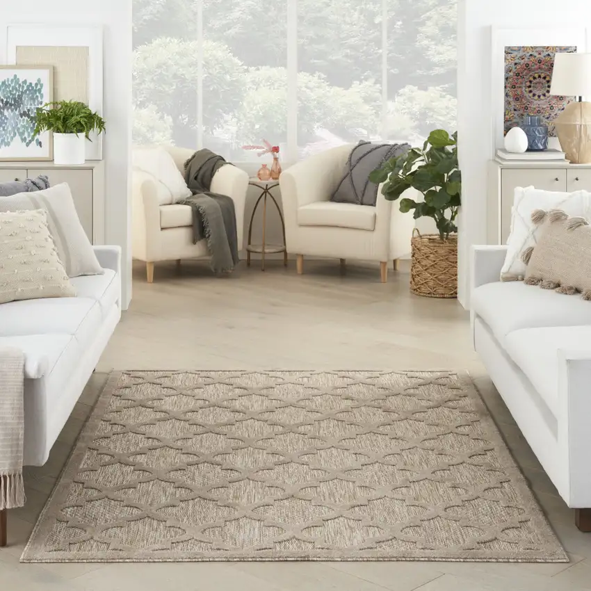 Beige Geometric Flatweave Area Rug Photo 9