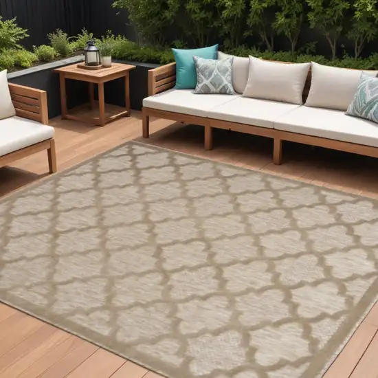 Beige Geometric Flatweave Area Rug Photo 1