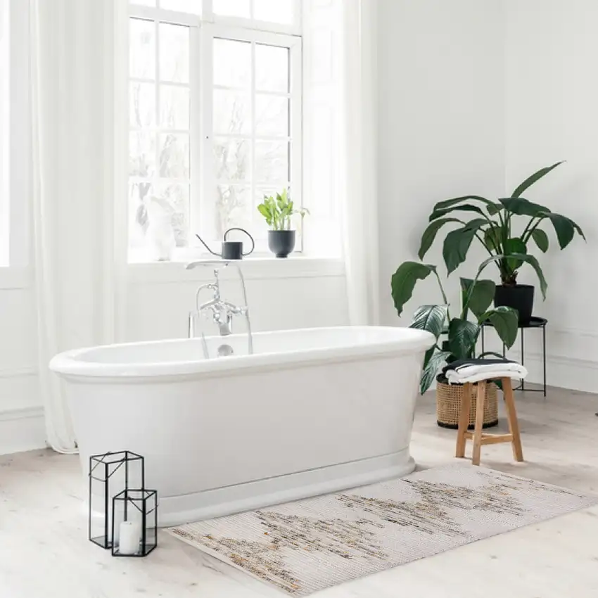 Beige Geometric Handmade Indoor Outdoor Area Rug Photo 6