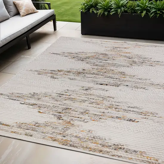 Beige Geometric Handmade Indoor Outdoor Area Rug Photo 1