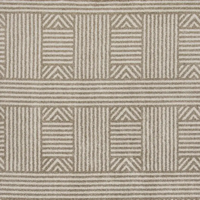 Beige and Ivory Geometric Indoor Outdoor Area Rug Photo 4
