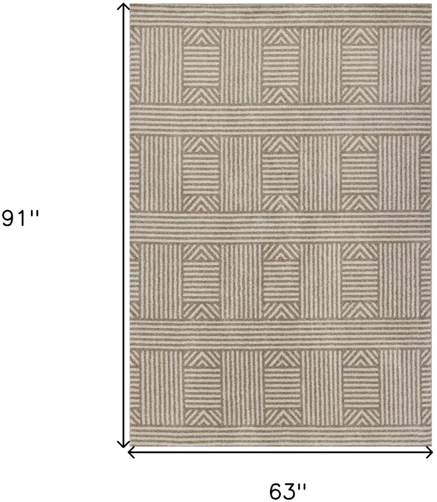 Beige Geometric Lines Uv Treated Area Rug Photo 8