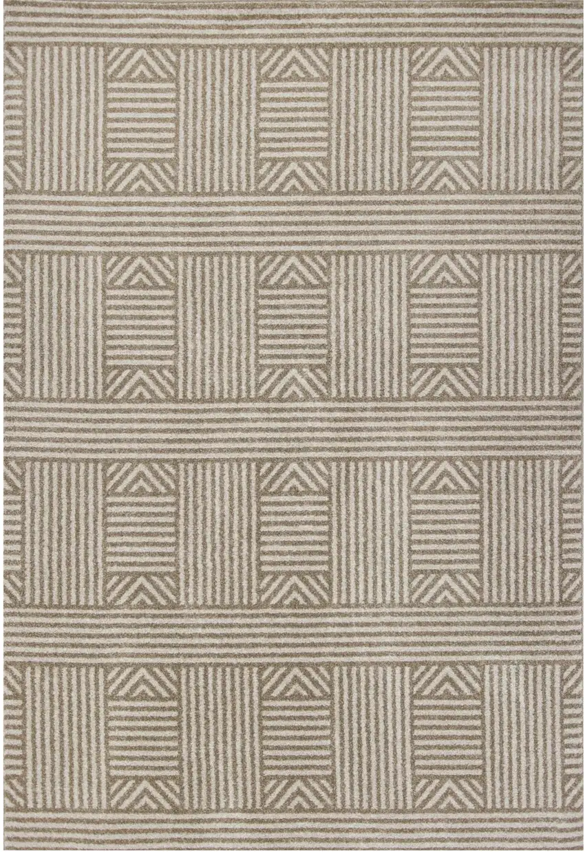 Beige Geometric Lines Uv Treated Area Rug Photo 1