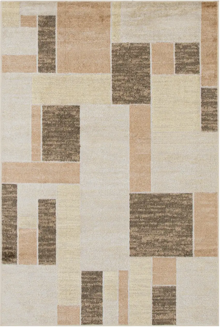 Beige Geometric Power Loom Area Rug Photo 6