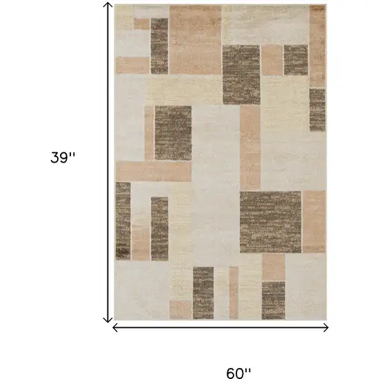 Beige Geometric Power Loom Area Rug Photo 3