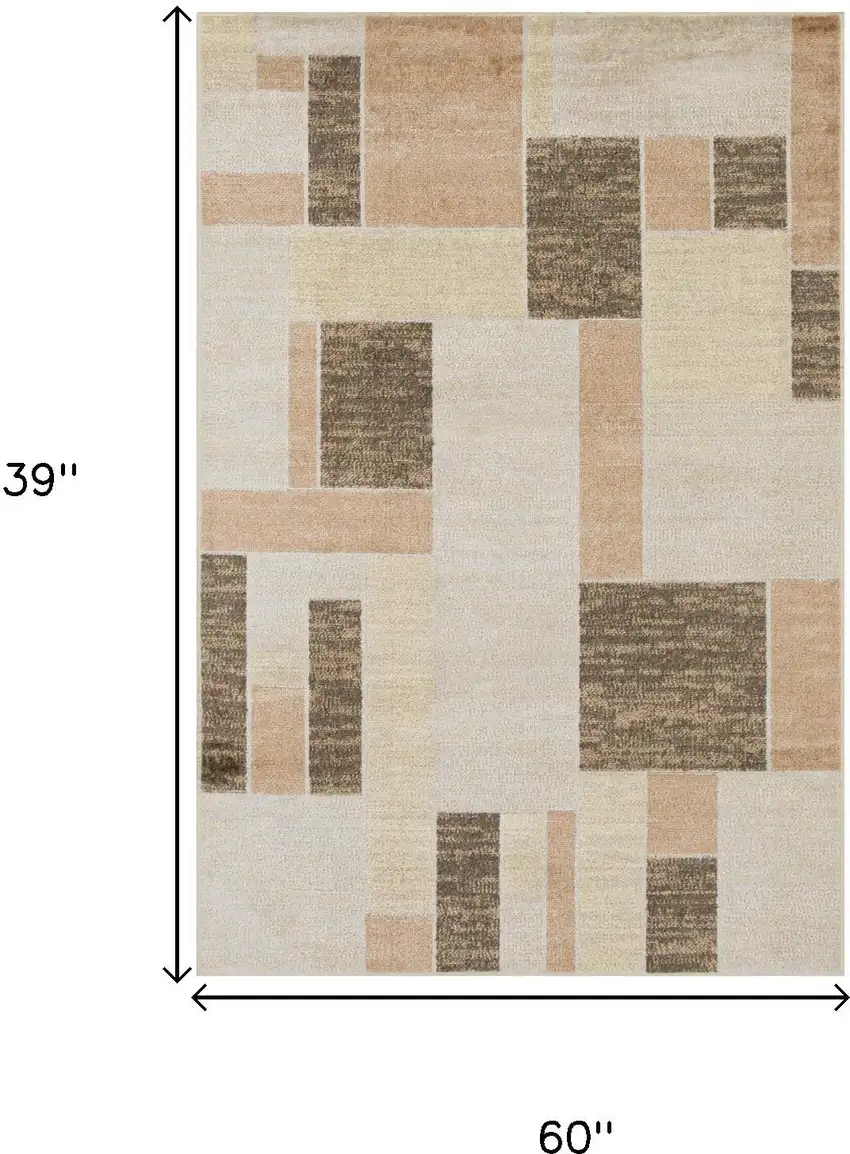 Beige Geometric Power Loom Area Rug Photo 3