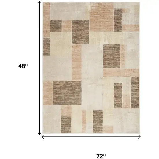 Beige Geometric Power Loom Area Rug Photo 4