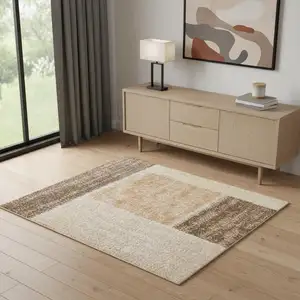 Photo of Beige Geometric Power Loom Area Rug
