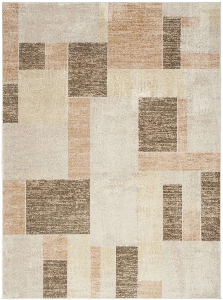 Beige Geometric Power Loom Area Rug Photo 5