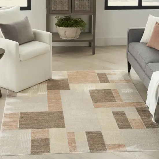 Beige Geometric Power Loom Area Rug Photo 3