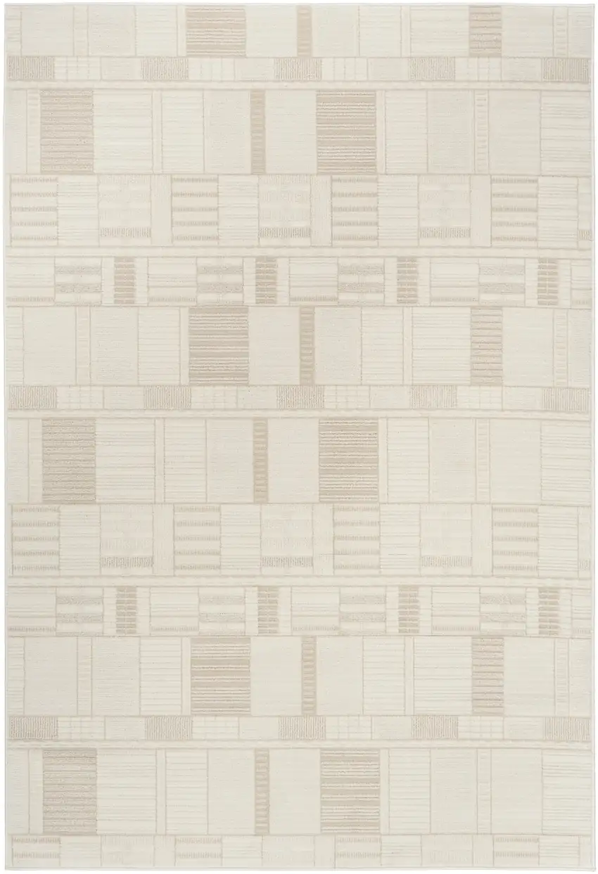 Beige Geometric Power Loom Area Rug Photo 2