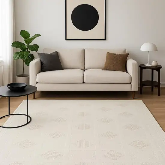 Beige Geometric Power Loom Area Rug Photo 1