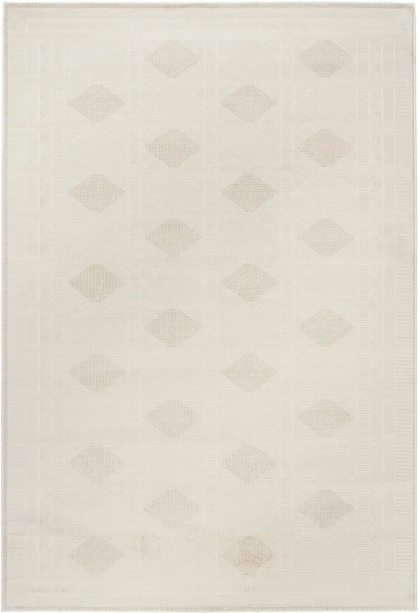 Beige Geometric Power Loom Area Rug Photo 4